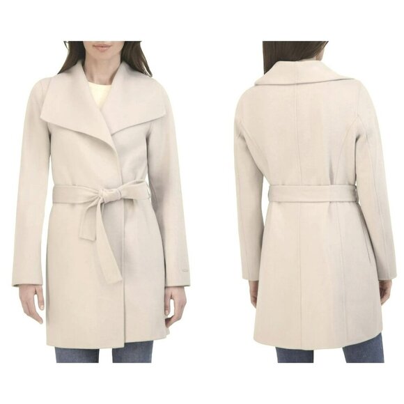 Tahari Size XXL Beige Belted Wrap Tie Winter Coat Beige NWT - Picture 2 of 8